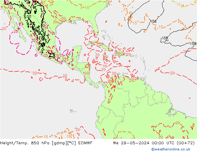 Z500/Rain (+SLP)/Z850 ECMWF  29.05.2024 00 UTC