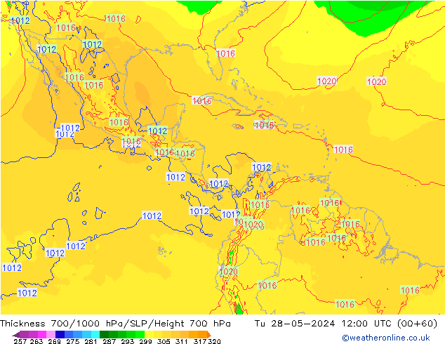 Dikte700-1000 hPa ECMWF di 28.05.2024 12 UTC