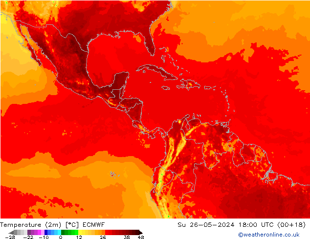 Temperature (2m) ECMWF Su 26.05.2024 18 UTC