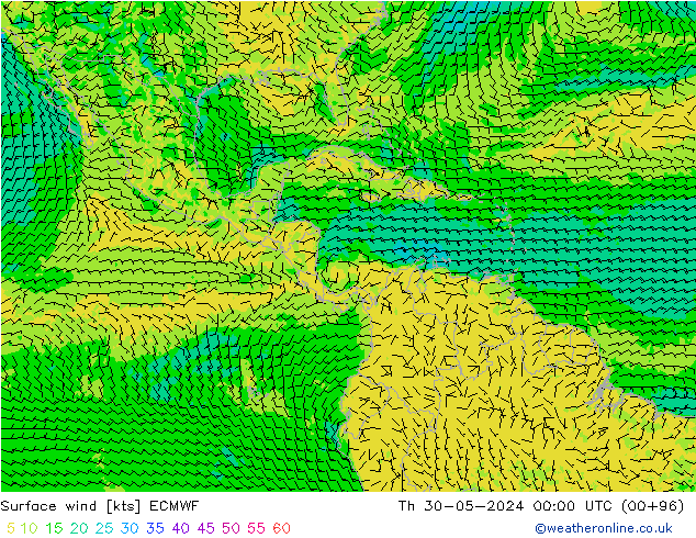 Surface wind ECMWF Th 30.05.2024 00 UTC