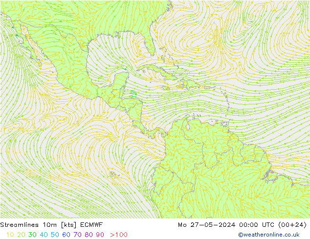 Streamlines 10m ECMWF Mo 27.05.2024 00 UTC