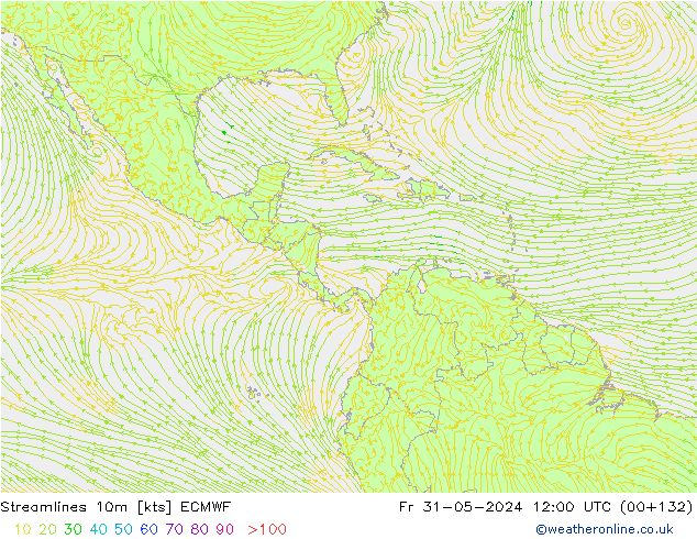 Línea de corriente 10m ECMWF vie 31.05.2024 12 UTC