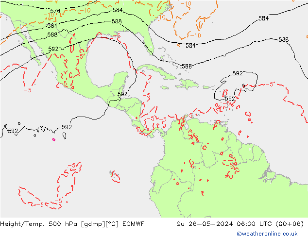 Z500/Yağmur (+YB)/Z850 ECMWF Paz 26.05.2024 06 UTC