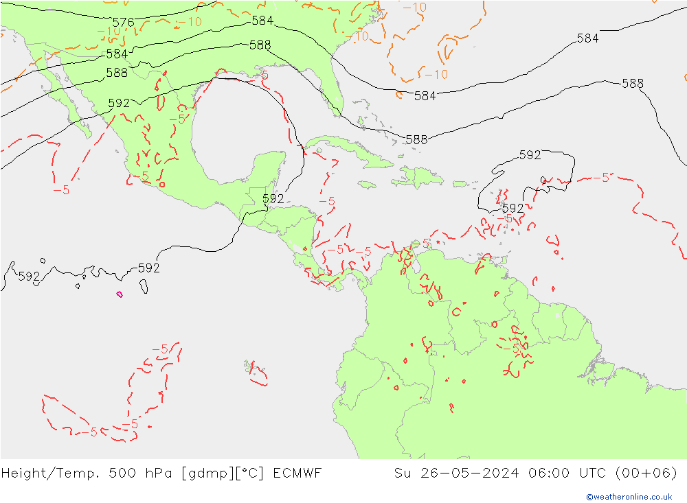 Z500/Rain (+SLP)/Z850 ECMWF dim 26.05.2024 06 UTC