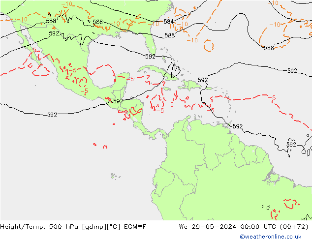 Z500/Rain (+SLP)/Z850 ECMWF  29.05.2024 00 UTC