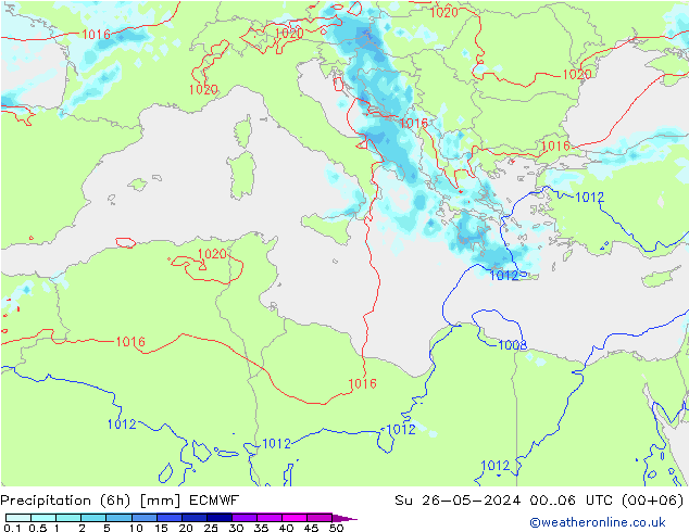 Z500/Rain (+SLP)/Z850 ECMWF Ne 26.05.2024 06 UTC