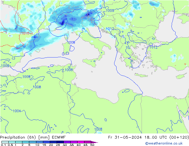 Z500/Rain (+SLP)/Z850 ECMWF Fr 31.05.2024 00 UTC