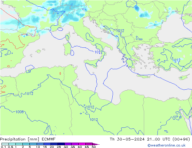 precipitação ECMWF Qui 30.05.2024 00 UTC