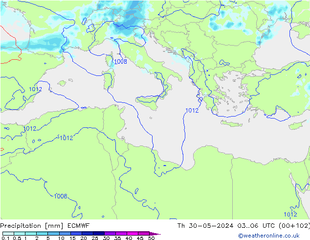 Precipitazione ECMWF gio 30.05.2024 06 UTC