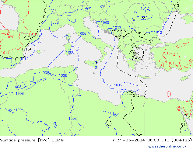 Surface pressure ECMWF Fr 31.05.2024 06 UTC