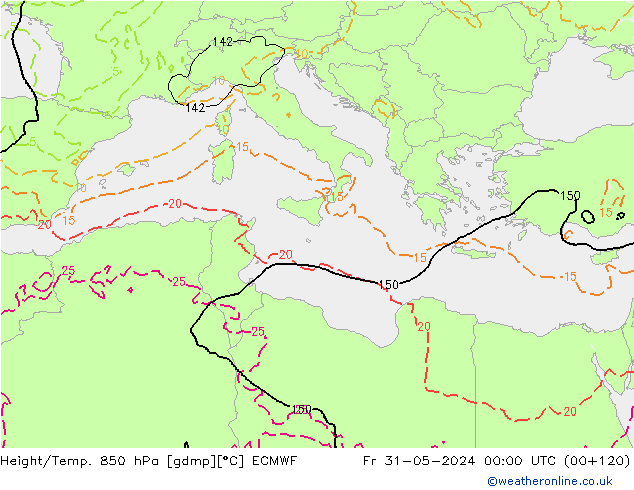 Z500/Rain (+SLP)/Z850 ECMWF Fr 31.05.2024 00 UTC