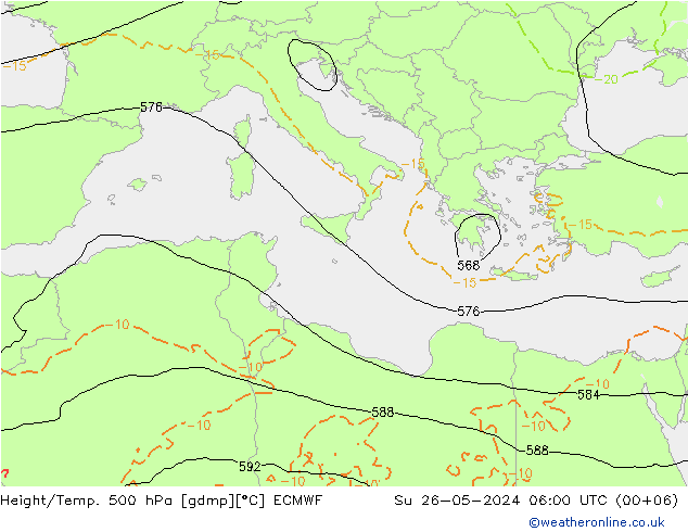 Z500/Rain (+SLP)/Z850 ECMWF Ne 26.05.2024 06 UTC