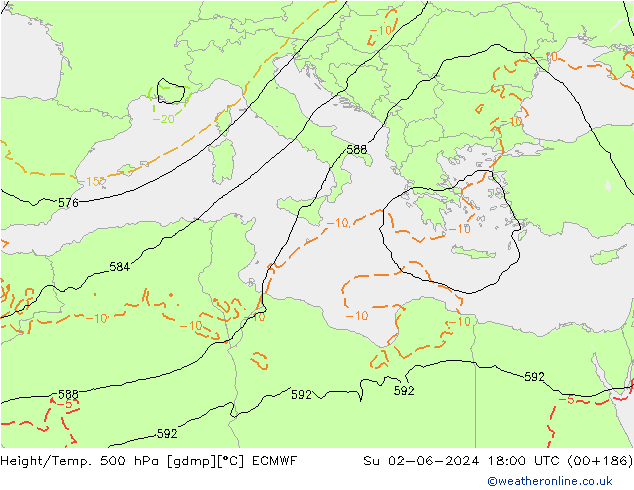 Z500/Rain (+SLP)/Z850 ECMWF dim 02.06.2024 18 UTC