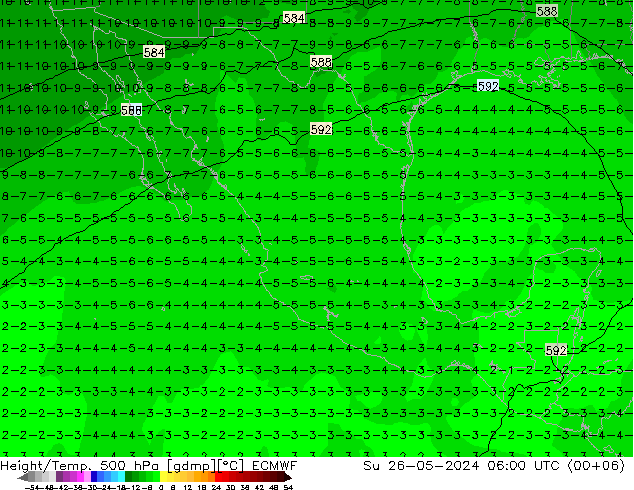 Z500/Rain (+SLP)/Z850 ECMWF dom 26.05.2024 06 UTC