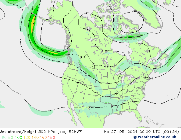 Jet stream/Height 300 hPa ECMWF Mo 27.05.2024 00 UTC