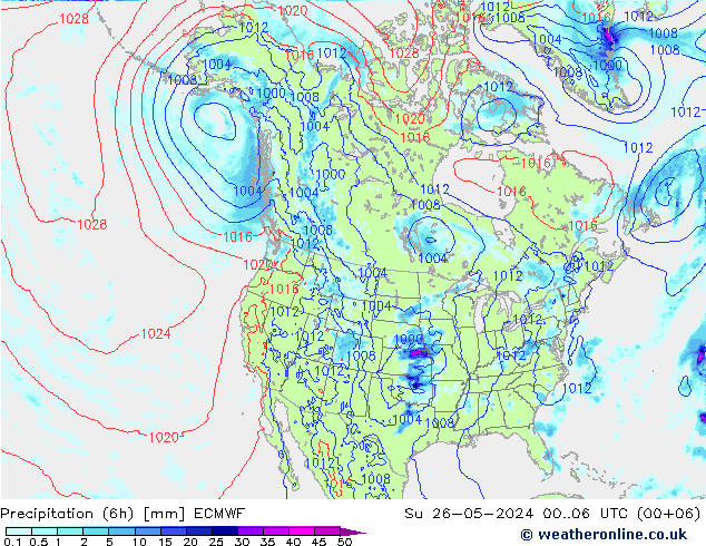 Z500/Rain (+SLP)/Z850 ECMWF So 26.05.2024 06 UTC