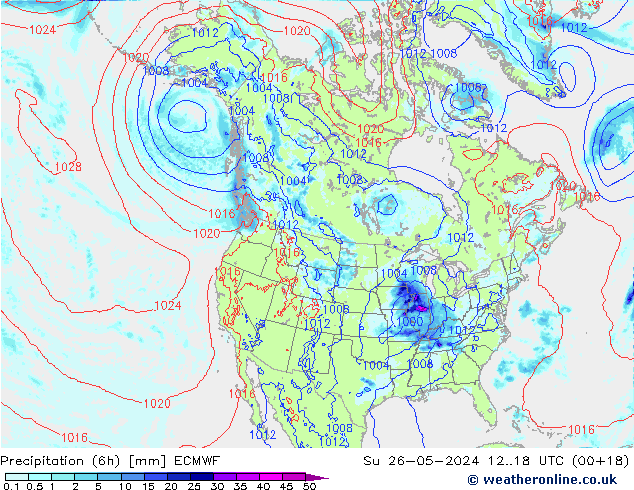 Z500/Rain (+SLP)/Z850 ECMWF nie. 26.05.2024 18 UTC