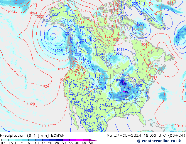 Z500/Rain (+SLP)/Z850 ECMWF lun 27.05.2024 00 UTC