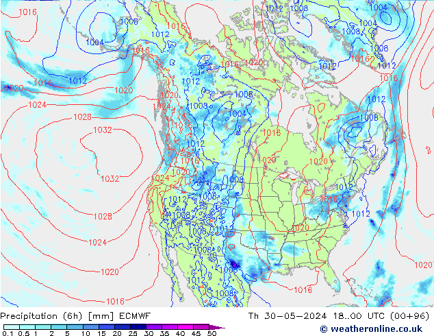 Z500/Rain (+SLP)/Z850 ECMWF  30.05.2024 00 UTC