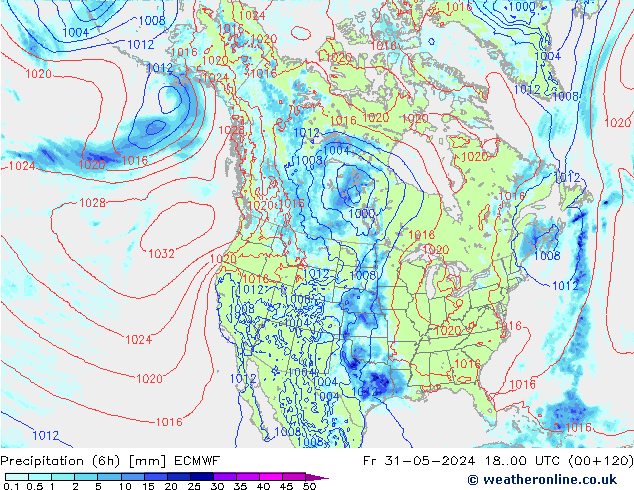 Z500/Rain (+SLP)/Z850 ECMWF Fr 31.05.2024 00 UTC