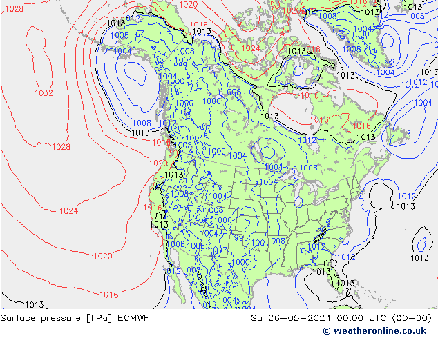 pressão do solo ECMWF Dom 26.05.2024 00 UTC