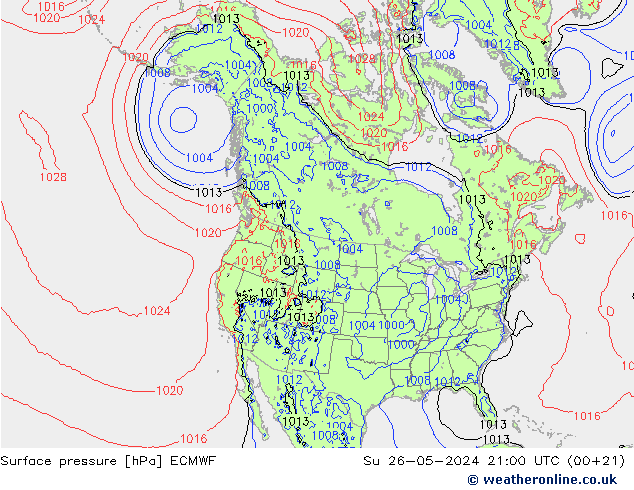 地面气压 ECMWF 星期日 26.05.2024 21 UTC