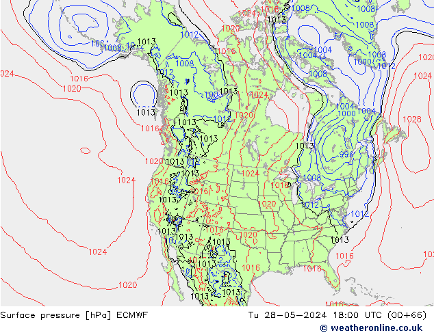 Bodendruck ECMWF Di 28.05.2024 18 UTC