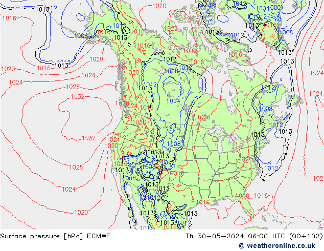 приземное давление ECMWF чт 30.05.2024 06 UTC