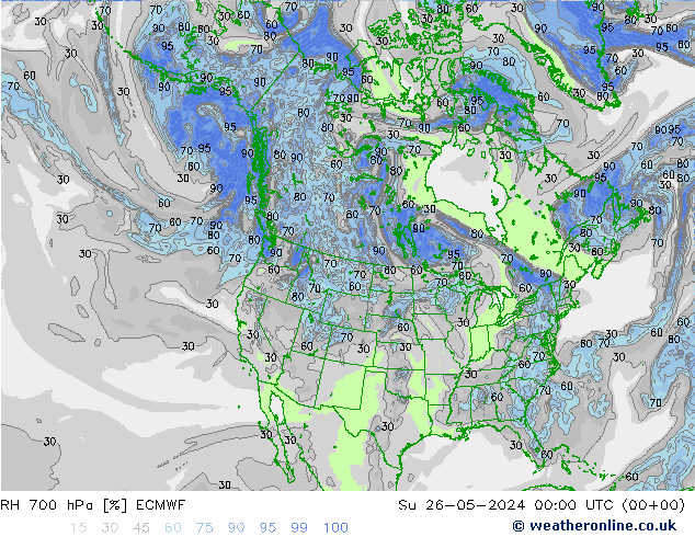 RH 700 hPa ECMWF So 26.05.2024 00 UTC