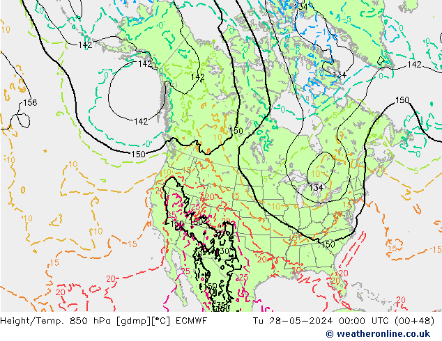 Z500/Regen(+SLP)/Z850 ECMWF di 28.05.2024 00 UTC