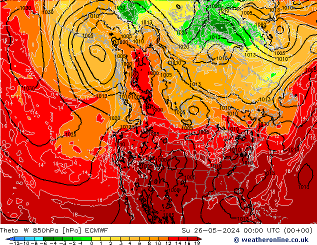 Theta-W 850hPa ECMWF So 26.05.2024 00 UTC