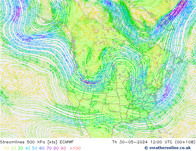 Streamlines 500 hPa ECMWF Th 30.05.2024 12 UTC