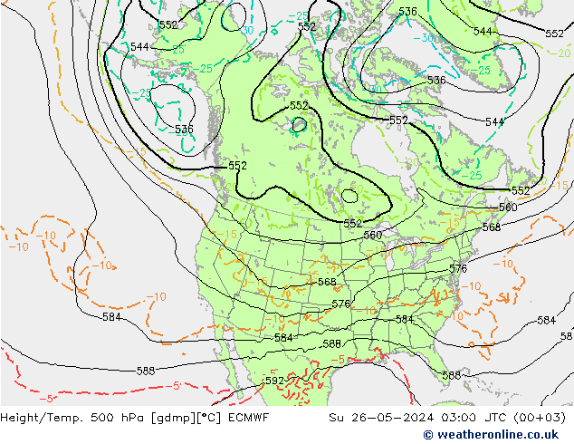 Height/Temp. 500 hPa ECMWF So 26.05.2024 03 UTC