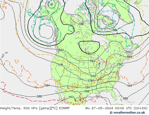 Z500/Rain (+SLP)/Z850 ECMWF lun 27.05.2024 00 UTC