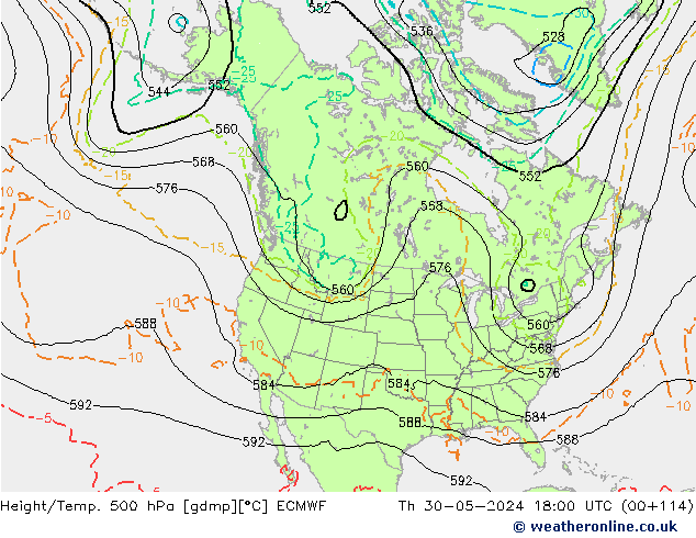 Z500/Rain (+SLP)/Z850 ECMWF Th 30.05.2024 18 UTC