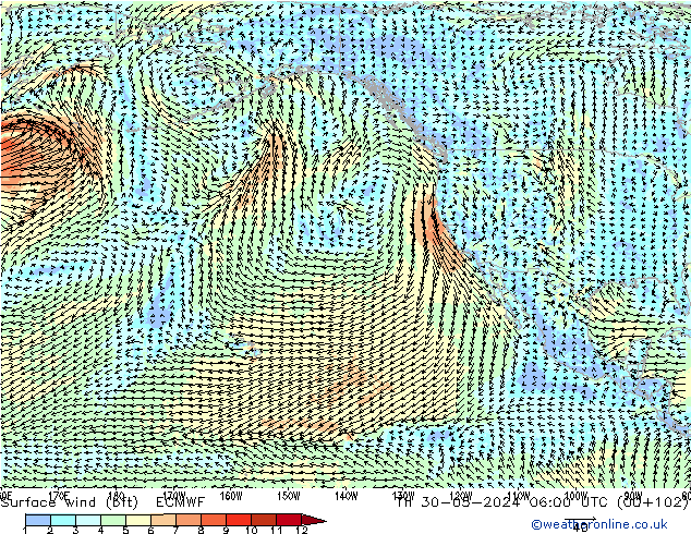  10 m (bft) ECMWF  30.05.2024 06 UTC