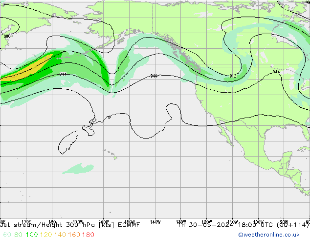 Jet stream ECMWF Qui 30.05.2024 18 UTC