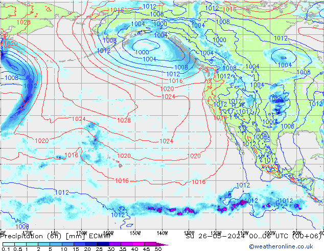 Z500/Regen(+SLP)/Z850 ECMWF zo 26.05.2024 06 UTC