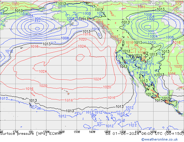 Pressione al suolo ECMWF sab 01.06.2024 06 UTC