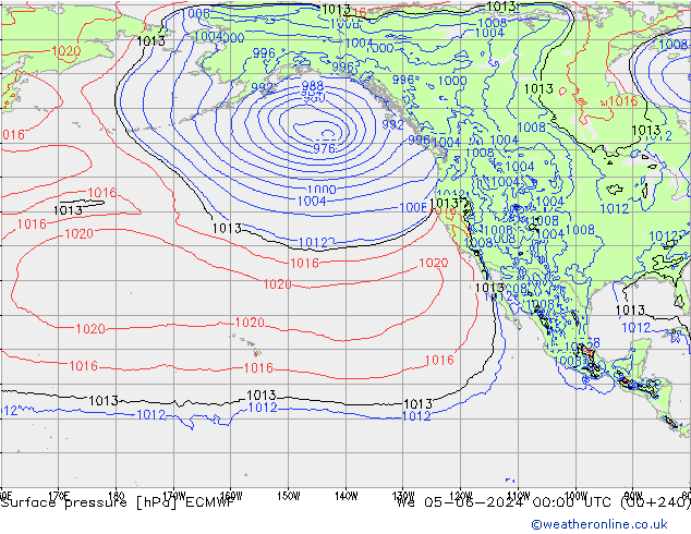 Presión superficial ECMWF mié 05.06.2024 00 UTC