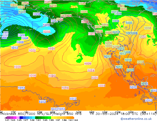 Thck 850-1000 hPa ECMWF Th 30.05.2024 18 UTC