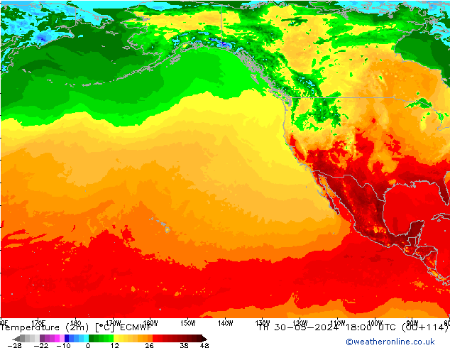 Temperature (2m) ECMWF Th 30.05.2024 18 UTC