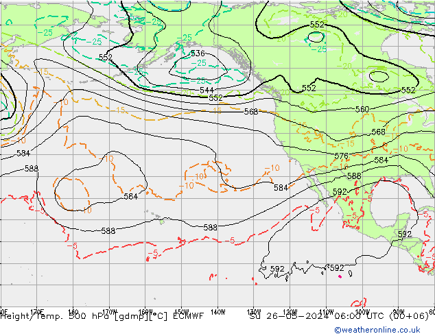 Z500/Regen(+SLP)/Z850 ECMWF zo 26.05.2024 06 UTC