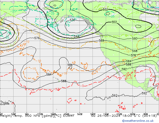 Z500/Rain (+SLP)/Z850 ECMWF nie. 26.05.2024 18 UTC