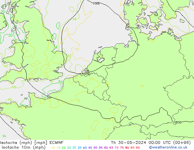 Eşrüzgar Hızları mph ECMWF Per 30.05.2024 00 UTC