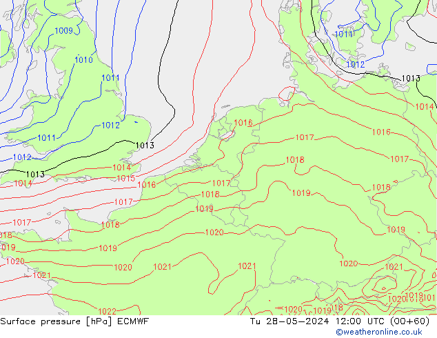 Surface pressure ECMWF Tu 28.05.2024 12 UTC