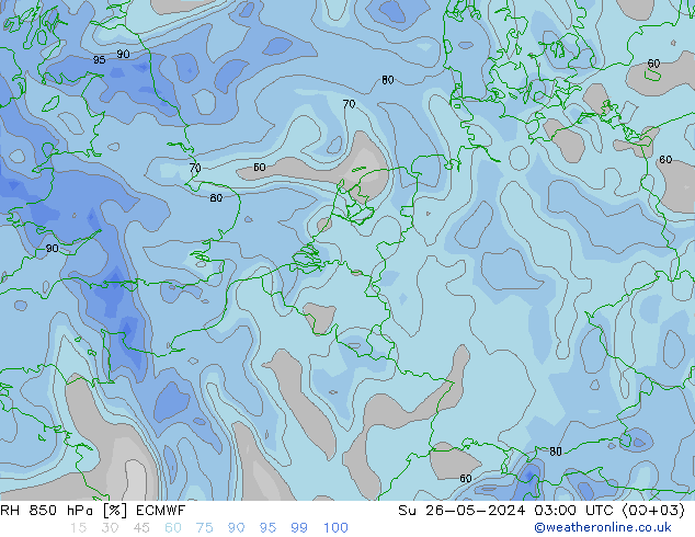 RH 850 hPa ECMWF Su 26.05.2024 03 UTC