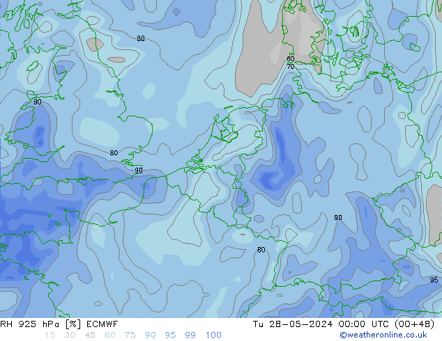 Humedad rel. 925hPa ECMWF mar 28.05.2024 00 UTC