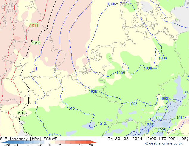 Tendencia de presión ECMWF jue 30.05.2024 12 UTC