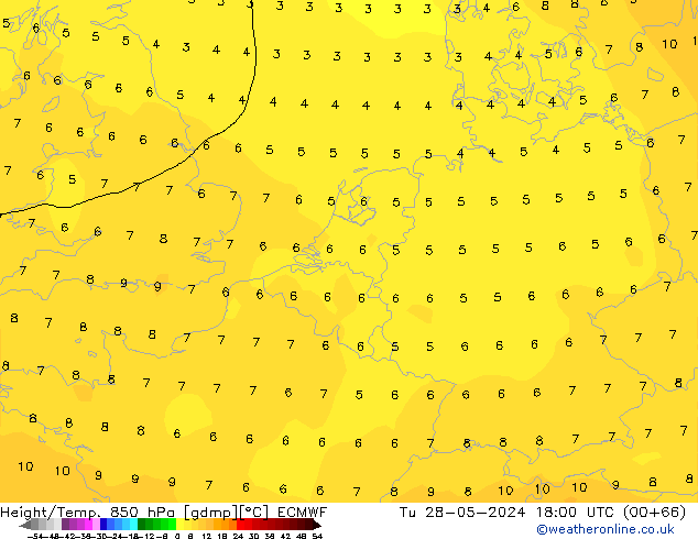 Z500/Yağmur (+YB)/Z850 ECMWF Sa 28.05.2024 18 UTC